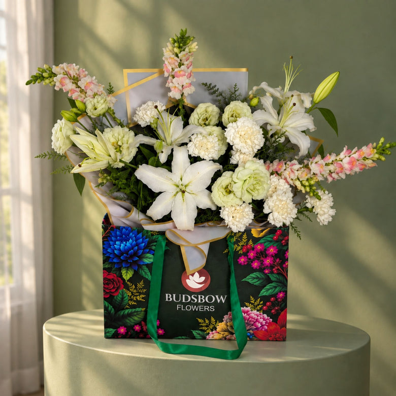 Ivory Garden Luxe Bag — product arrangement