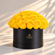 Classic Rose Box – Large, Yellow roses in Black box