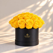 Classic Rose Box – Medium, Yellow roses in Black box