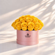 Classic Rose Box – Medium, Yellow roses in Blush Pink box