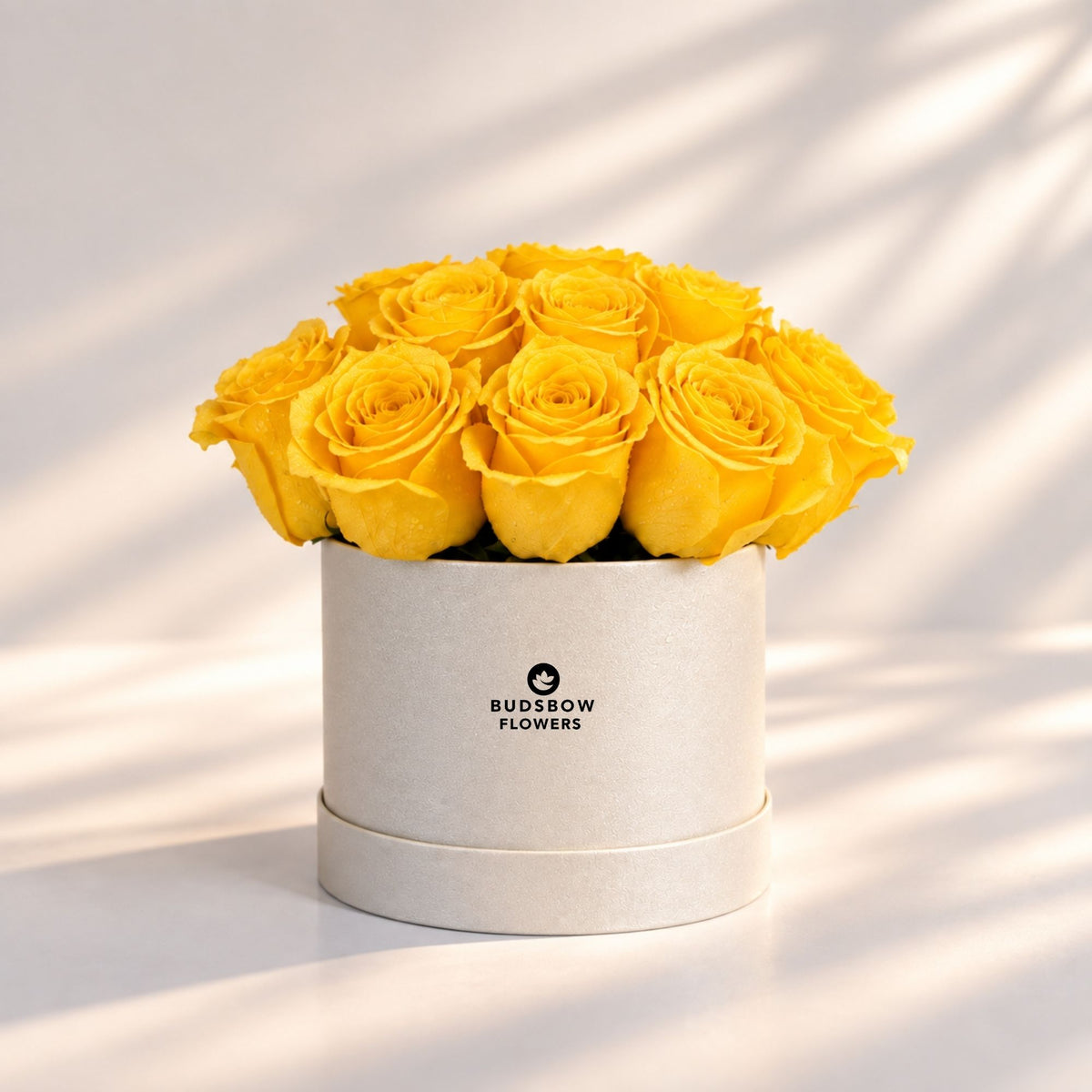 Classic Rose Box – Small, Yellow roses in Cream White box