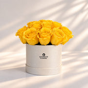 Classic Rose Box – Small, Yellow roses in Cream White box