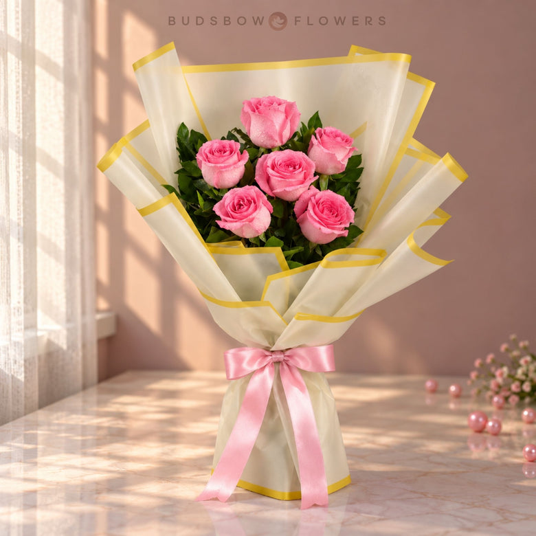 Rosy Whispers Pink Rose Bouquet
