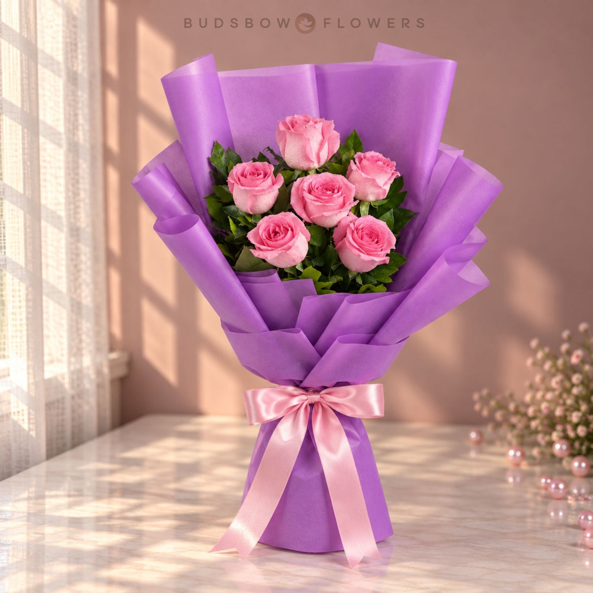 Rosy Whispers Pink Rose Bouquet