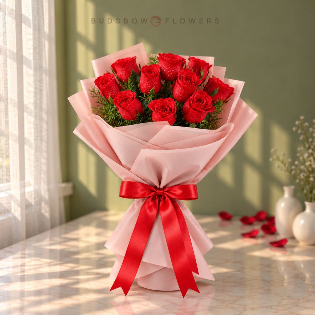 Scarlet Devotion 10 Red Roses Bouquet